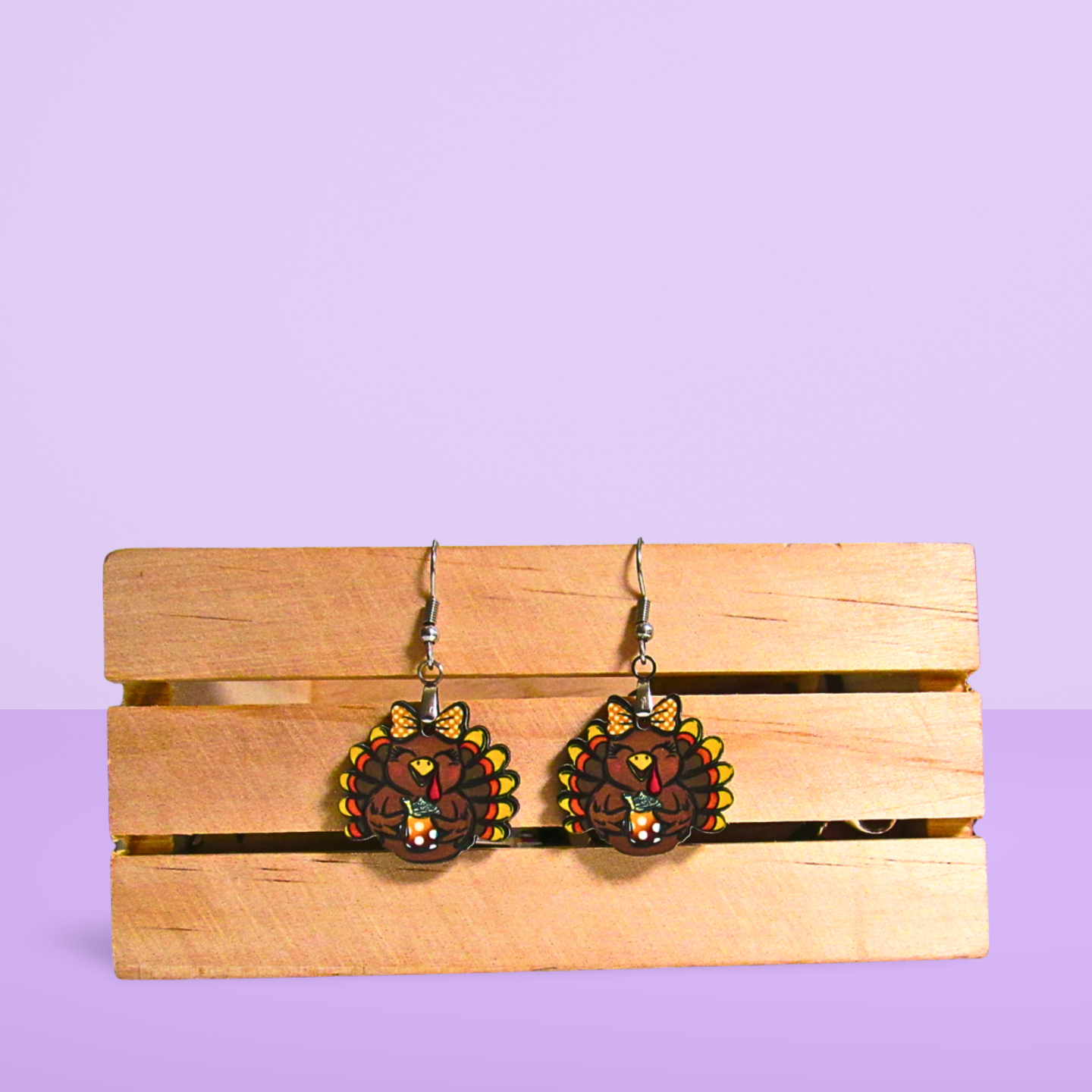 Turkey with Bow Shaped Sublimated Earrings