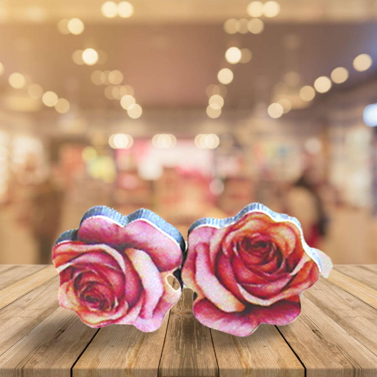 Rose Shaped Sublimated Stud Earrings
