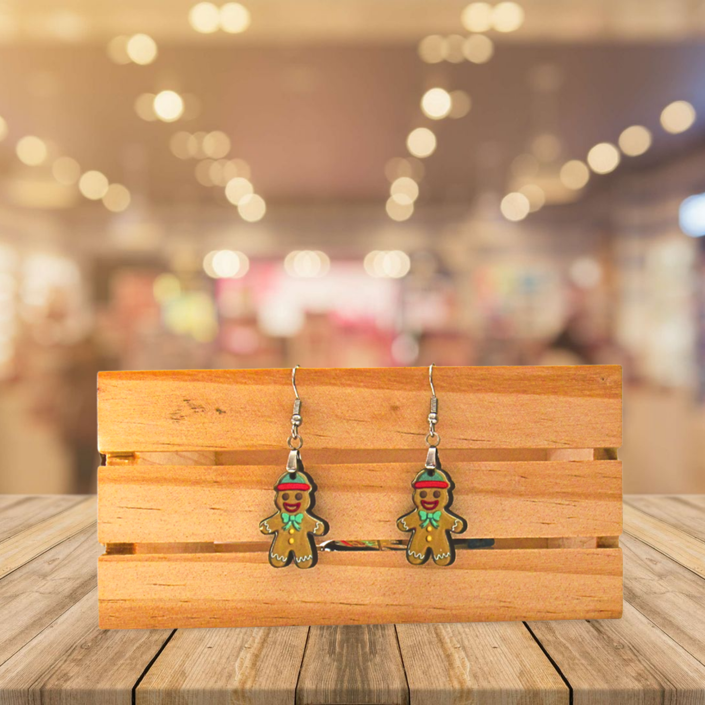 Gingerbread with Beanie Shaped Sublimated Earrings