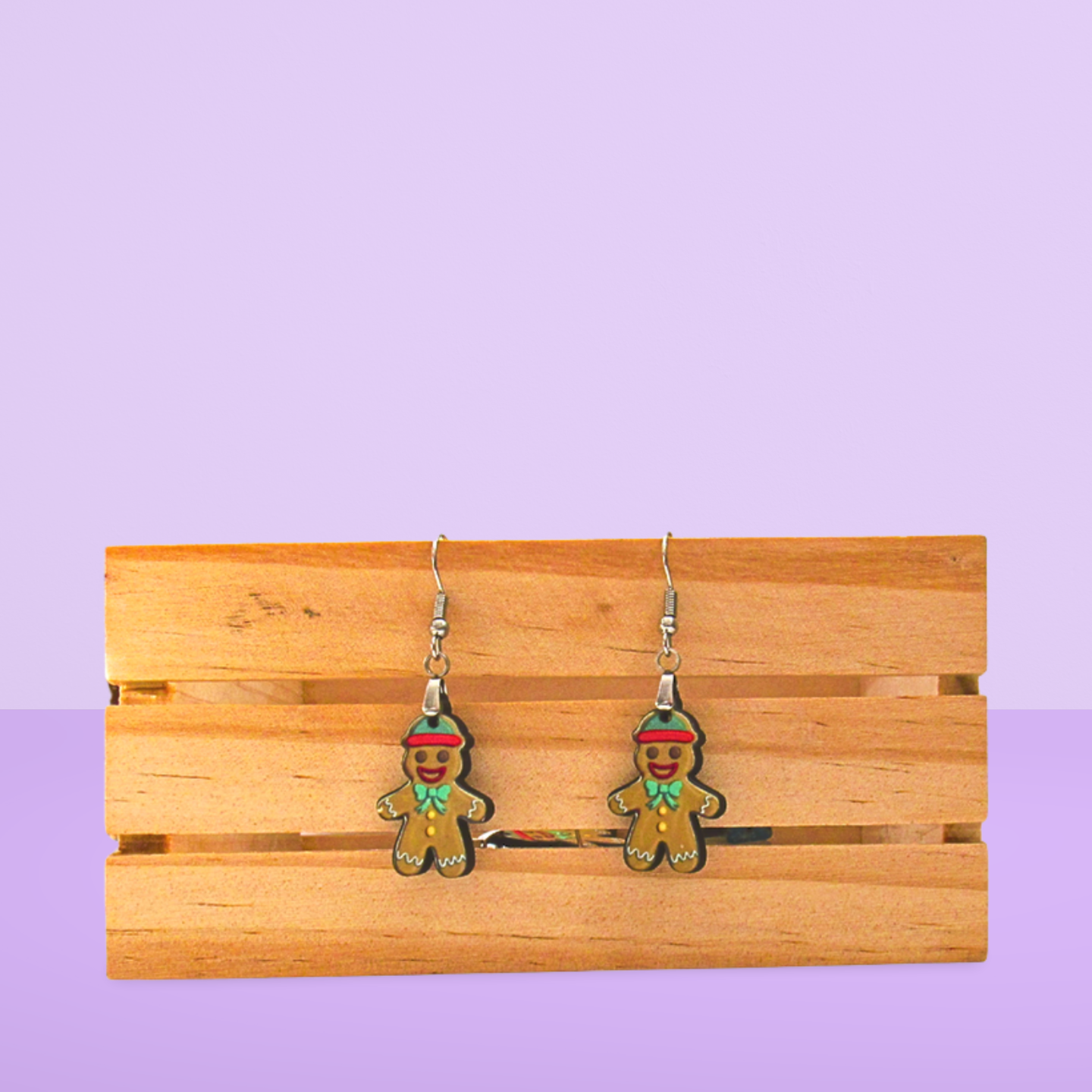 Gingerbread with Beanie Shaped Sublimated Earrings