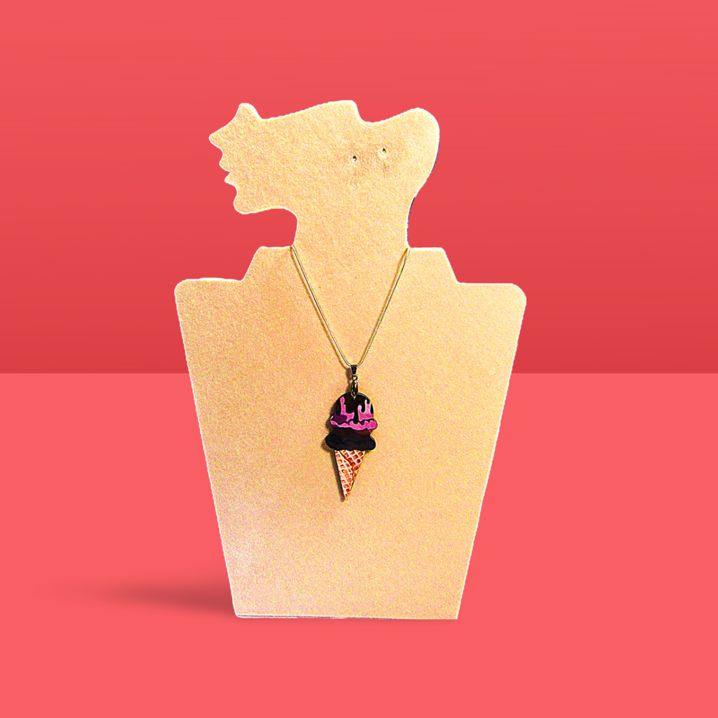 Ice Cream Cone Shaped Sublimated Necklace