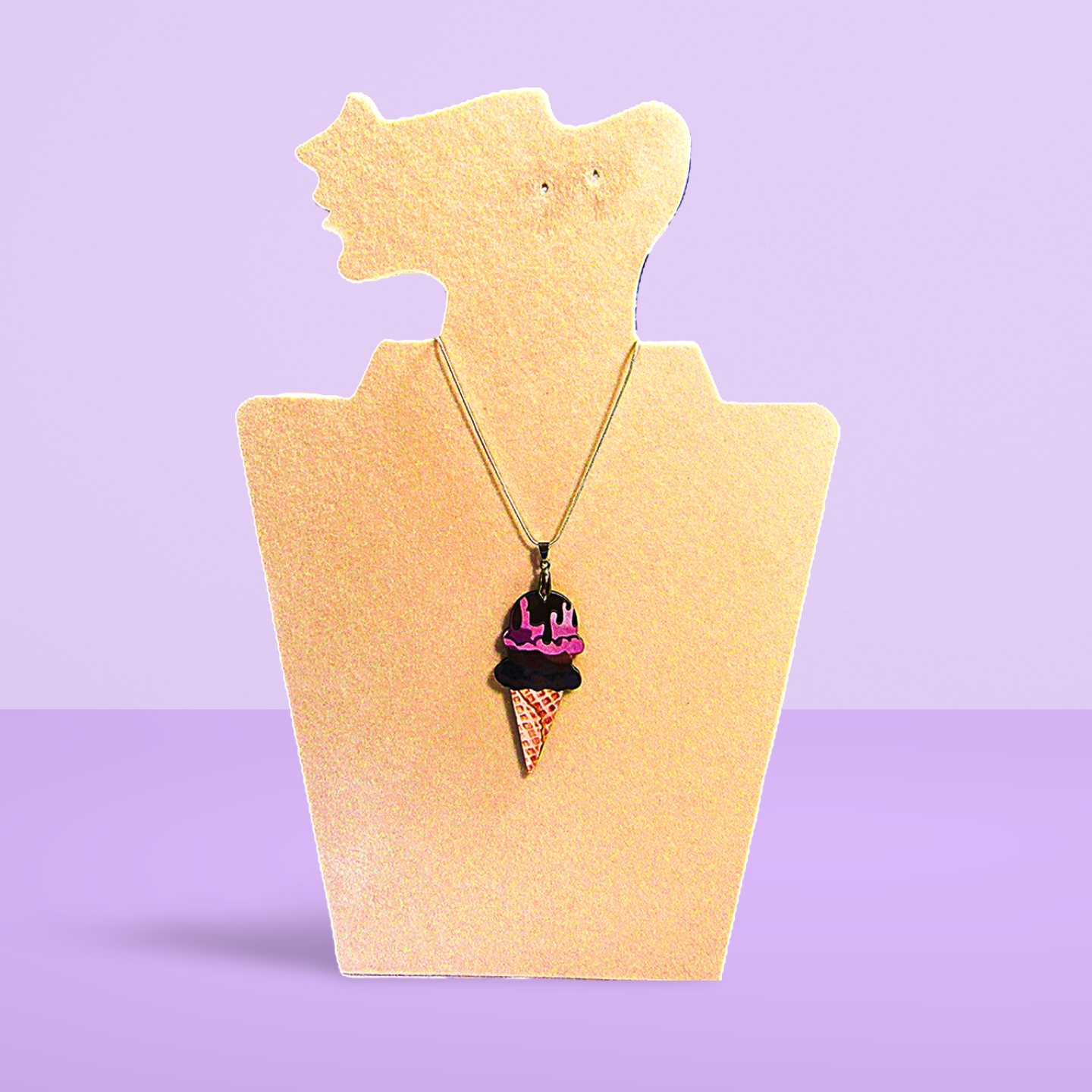 Ice Cream Cone Shaped Sublimated Necklace