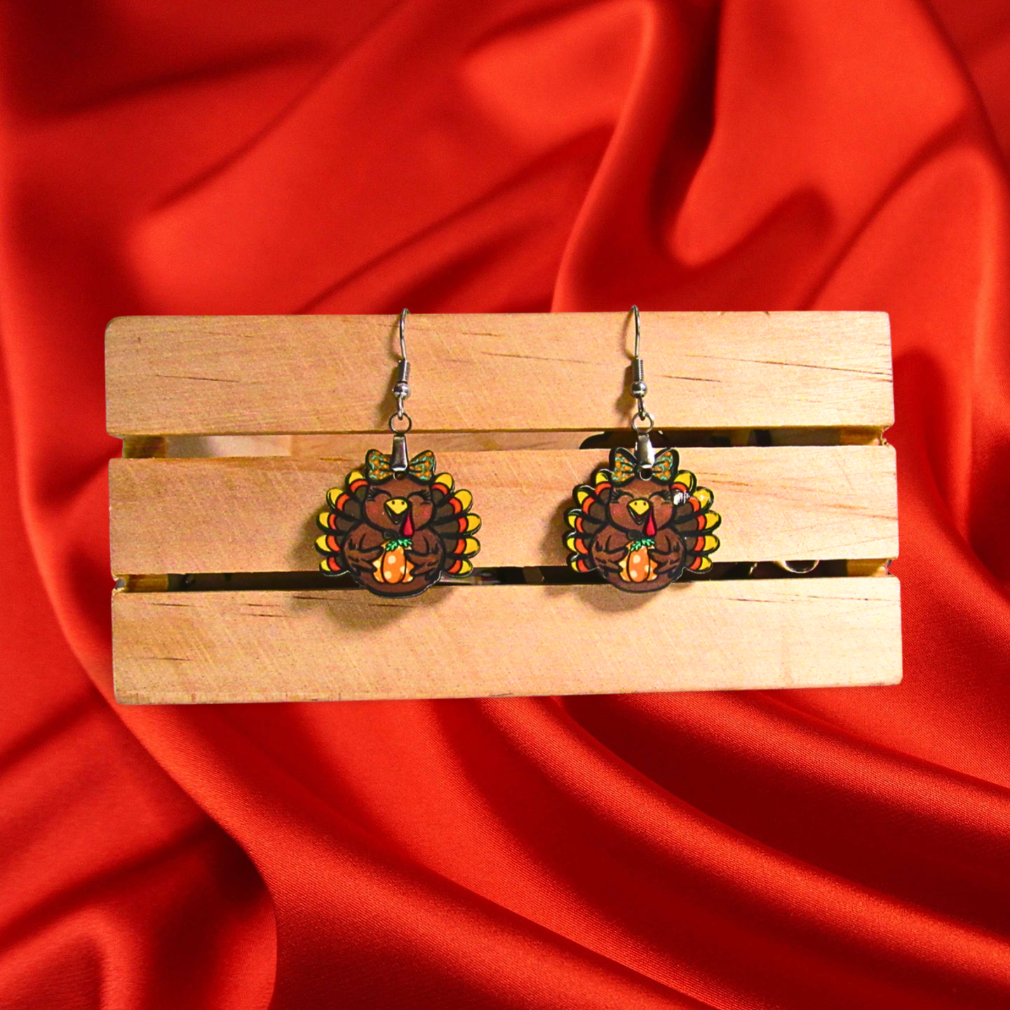 Turkey with Bow Shaped Sublimated Earrings