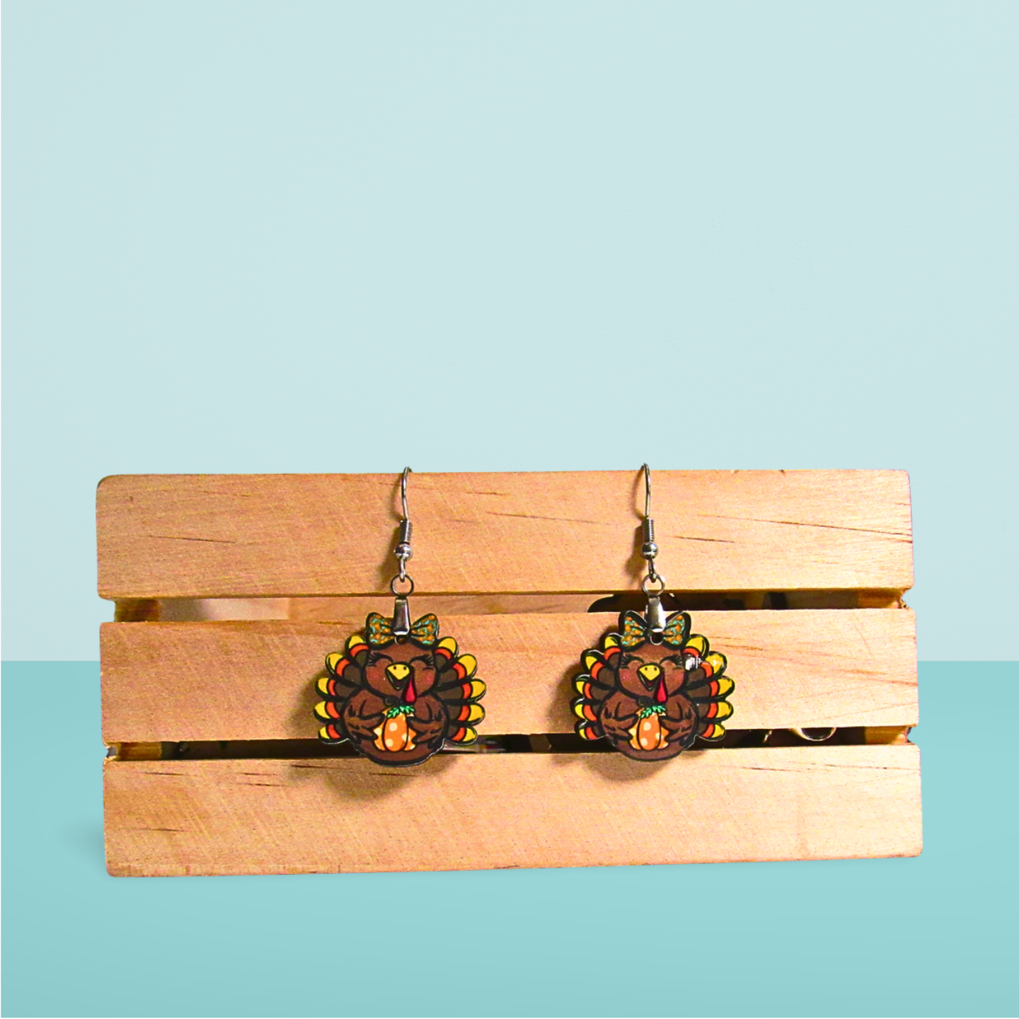 Turkey with Bow Shaped Sublimated Earrings