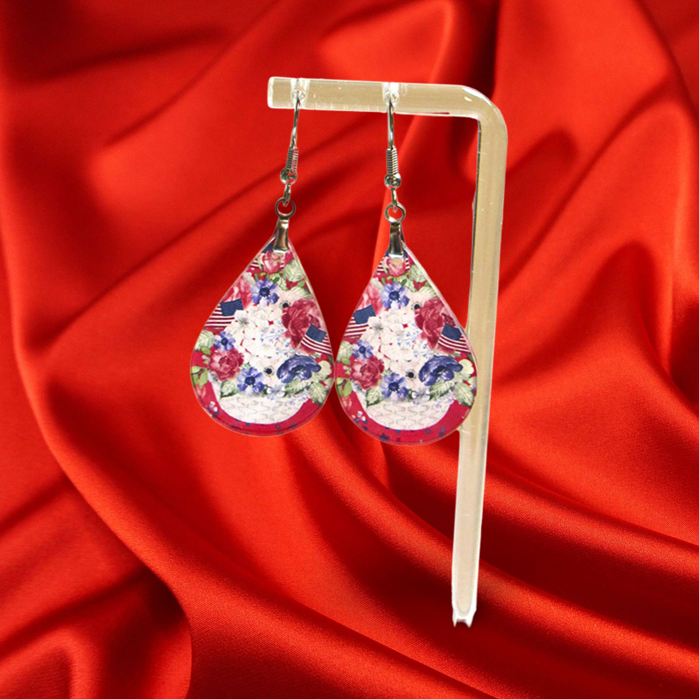 Acrylic Teardrop Shaped Sublimated Earrings 1.5 inch