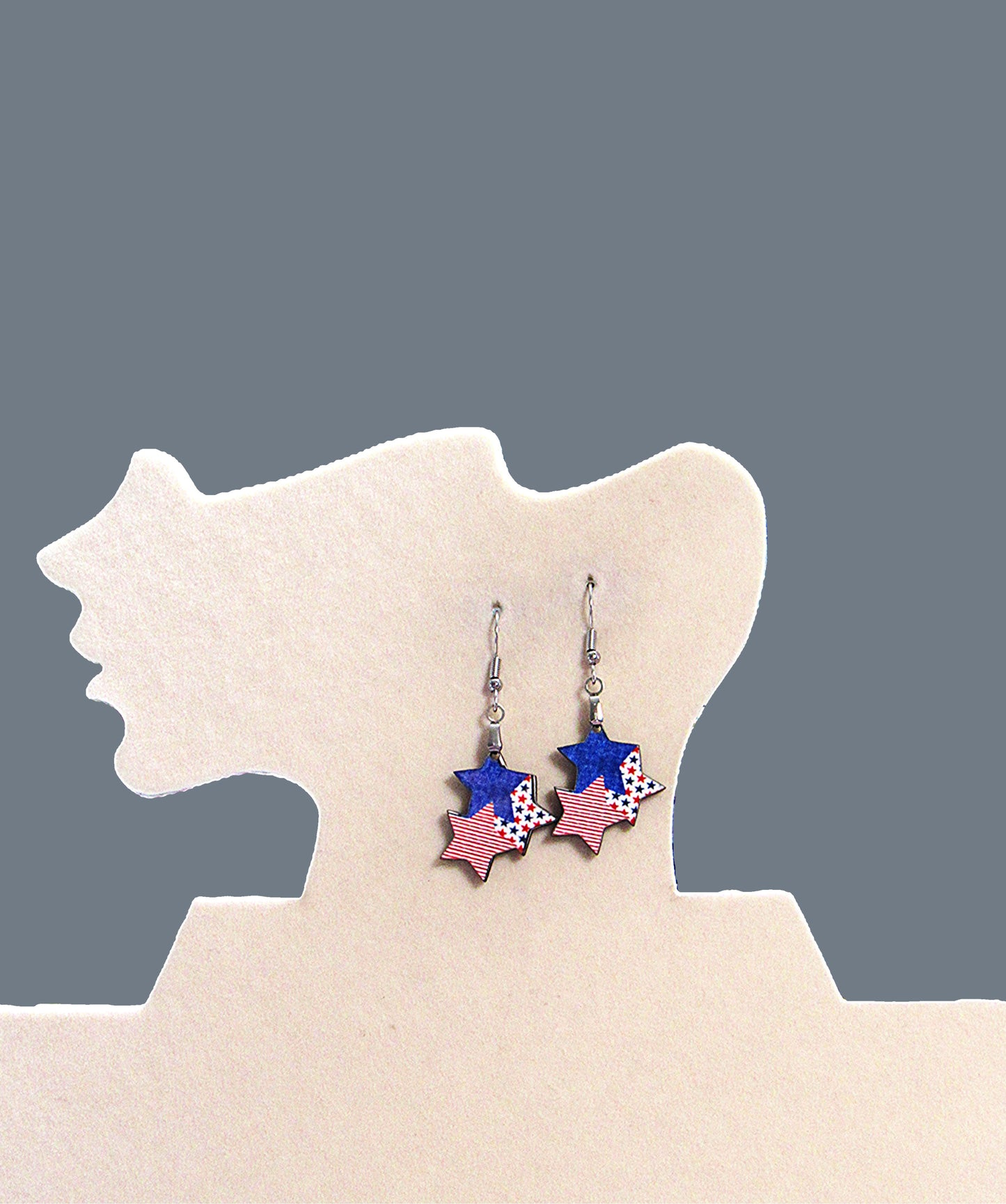 Triple Star Shaped Sublimated Earrings 1 in.