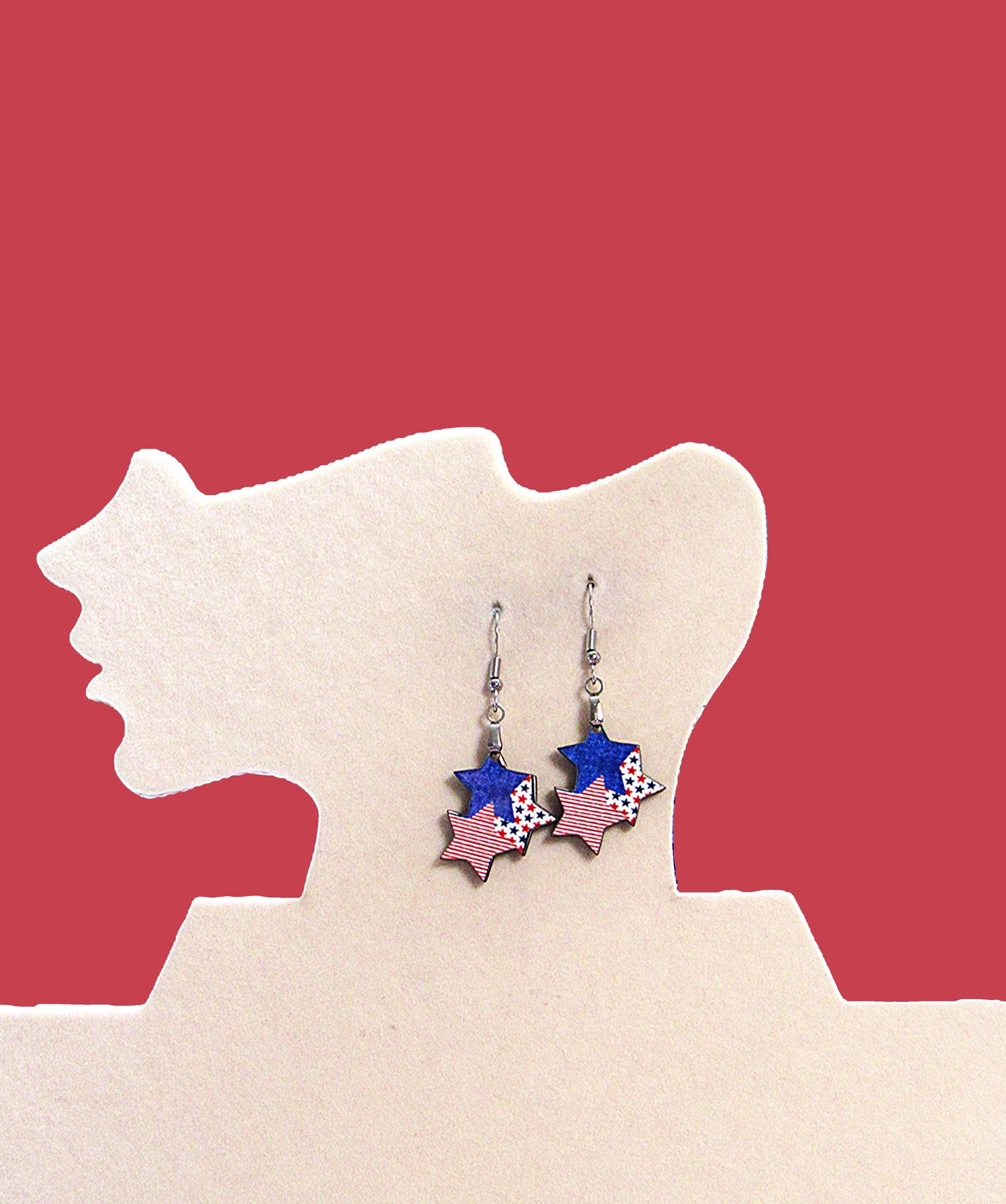 Triple Star Shaped Sublimated Earrings 1 in.
