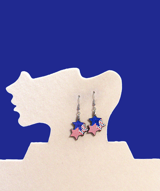 Triple Star Shaped Sublimated Earrings 1 in.