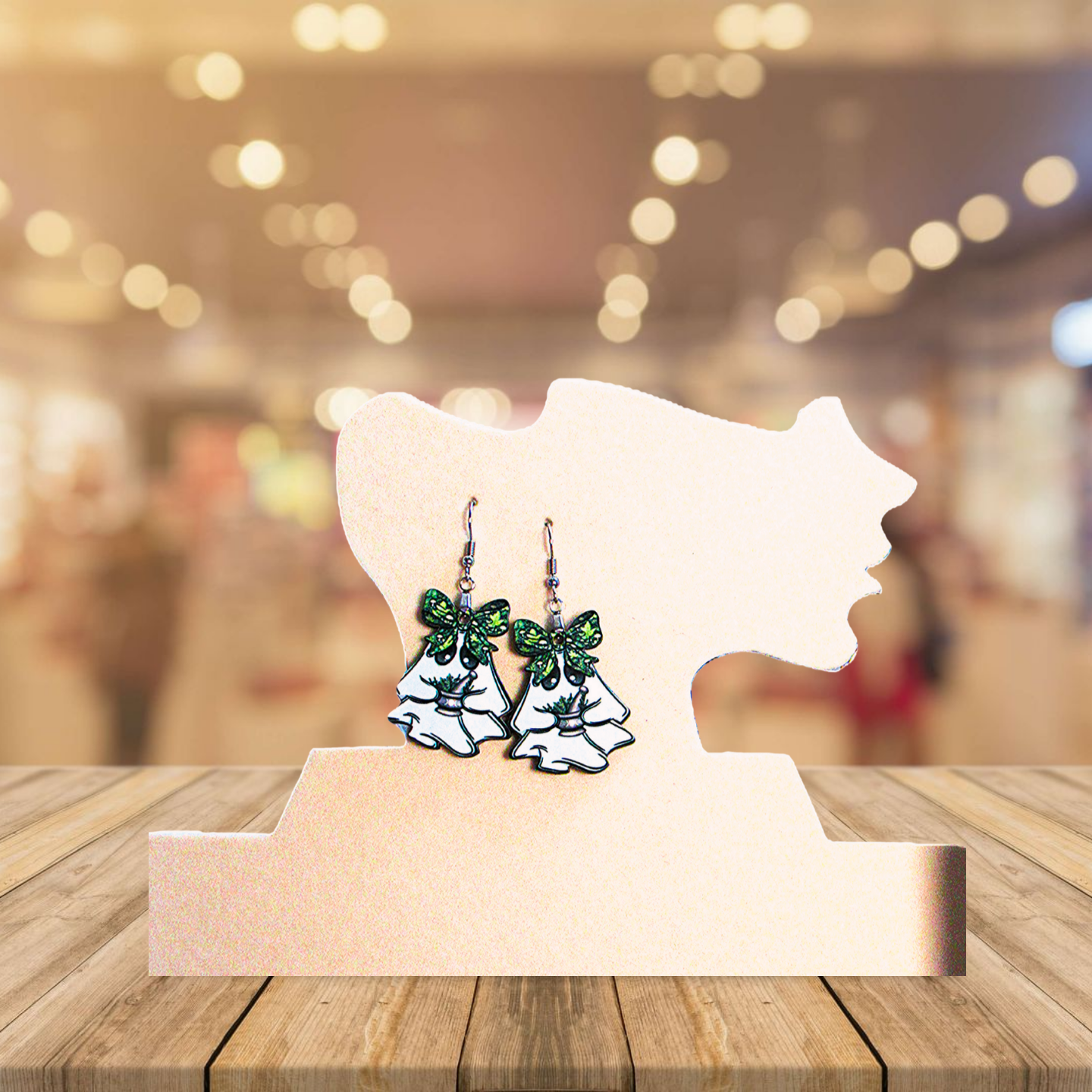 Ghost with Bow Shaped Sublimated Earrings 1.5 inch