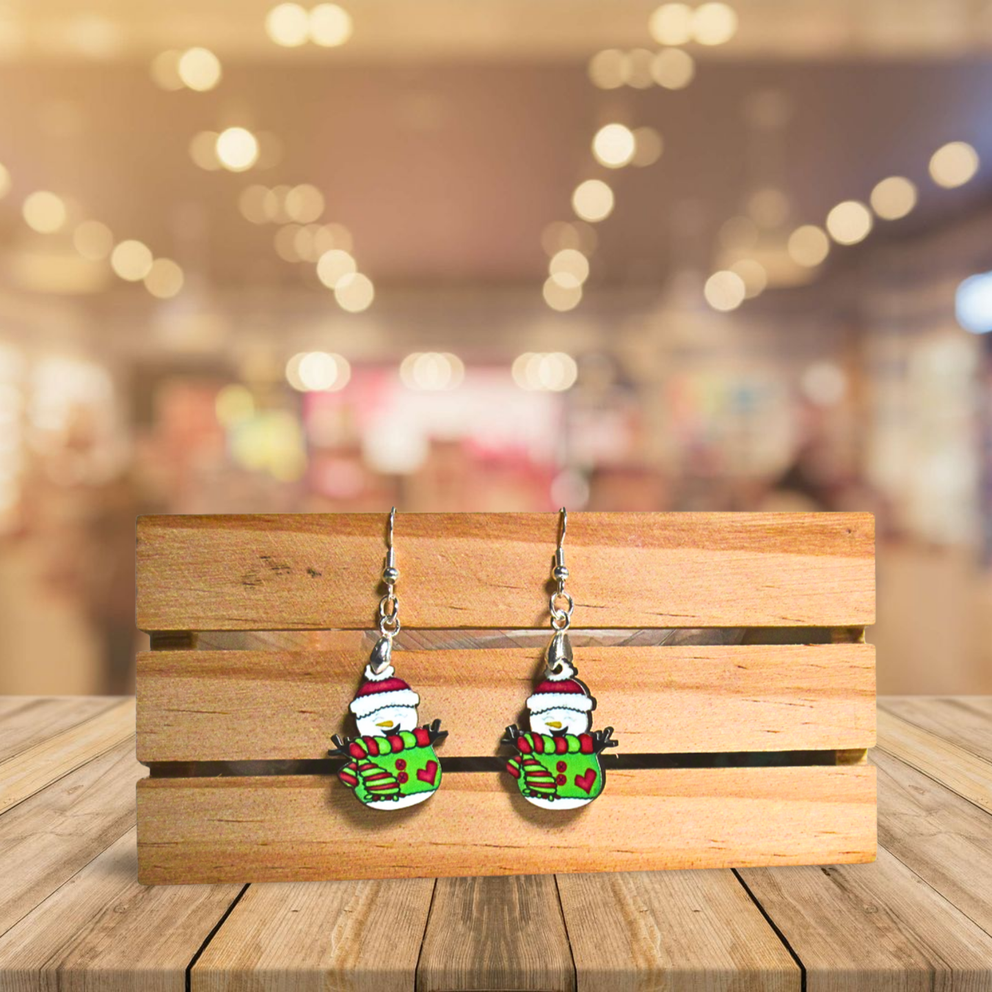 Snowman Shaped Sublimated Earrings 1 inch