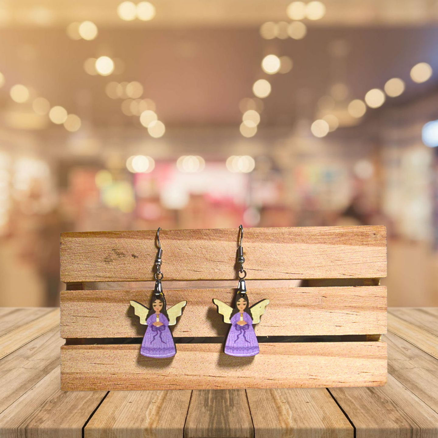 Angel Shaped Sublimated Earrings 1 inch MDF