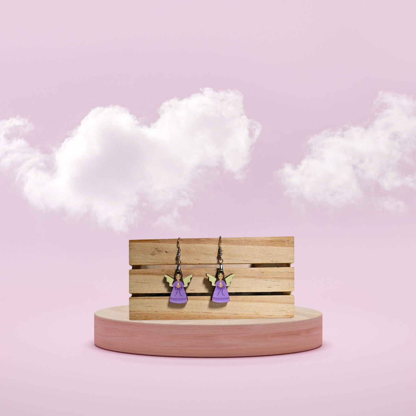 Angel Shaped Sublimated Earrings 1 inch MDF