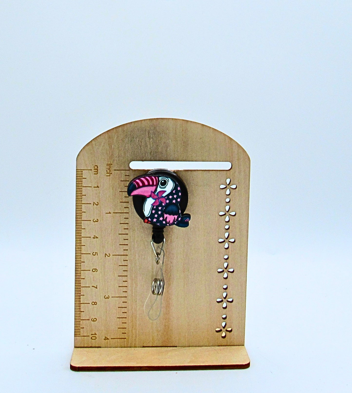 MDF- Toucan Shaped Sublimated Badge Reel Summer Theme