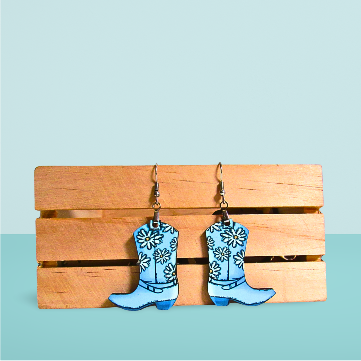 Cowboy Boot Shaped Sublimated Earrings