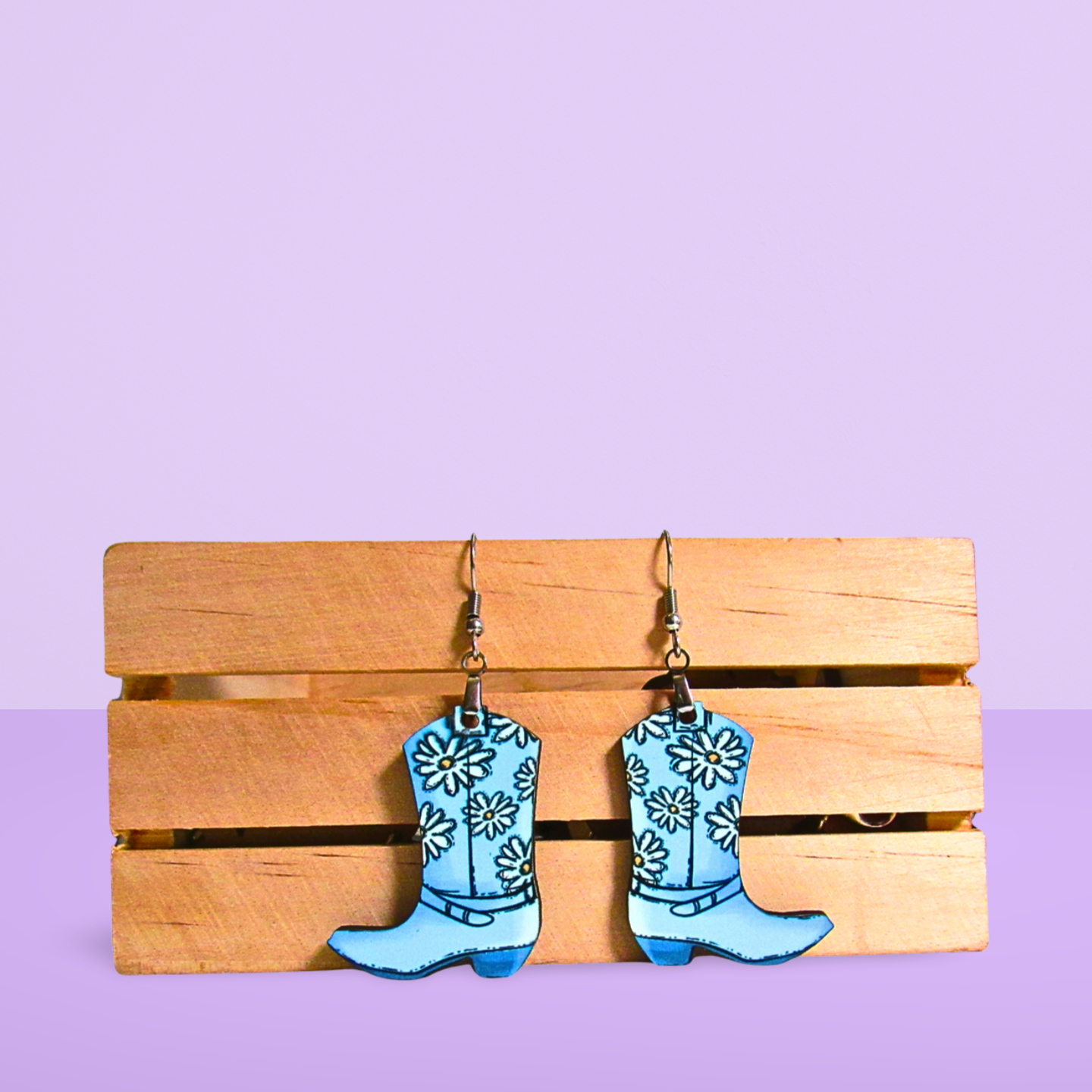 Cowboy Boot Shaped Sublimated Earrings