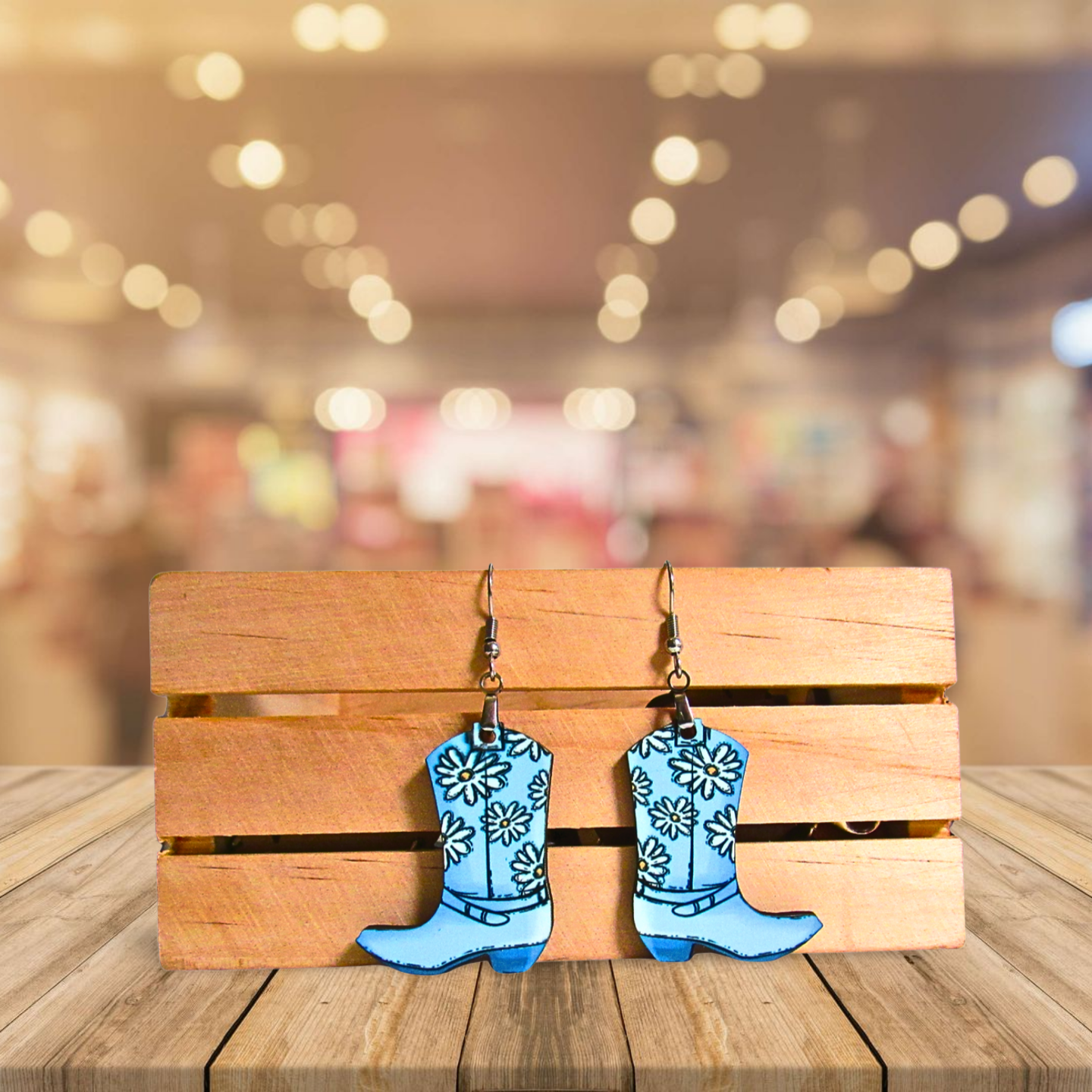 Cowboy Boot Shaped Sublimated Earrings