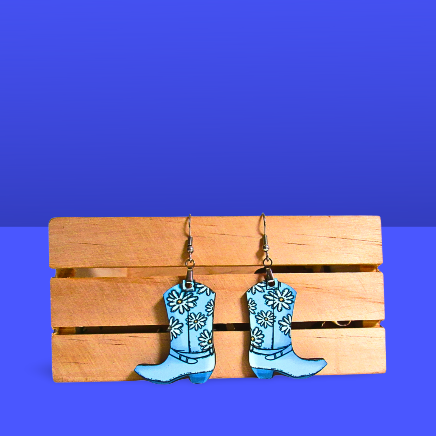 Cowboy Boot Shaped Sublimated Earrings