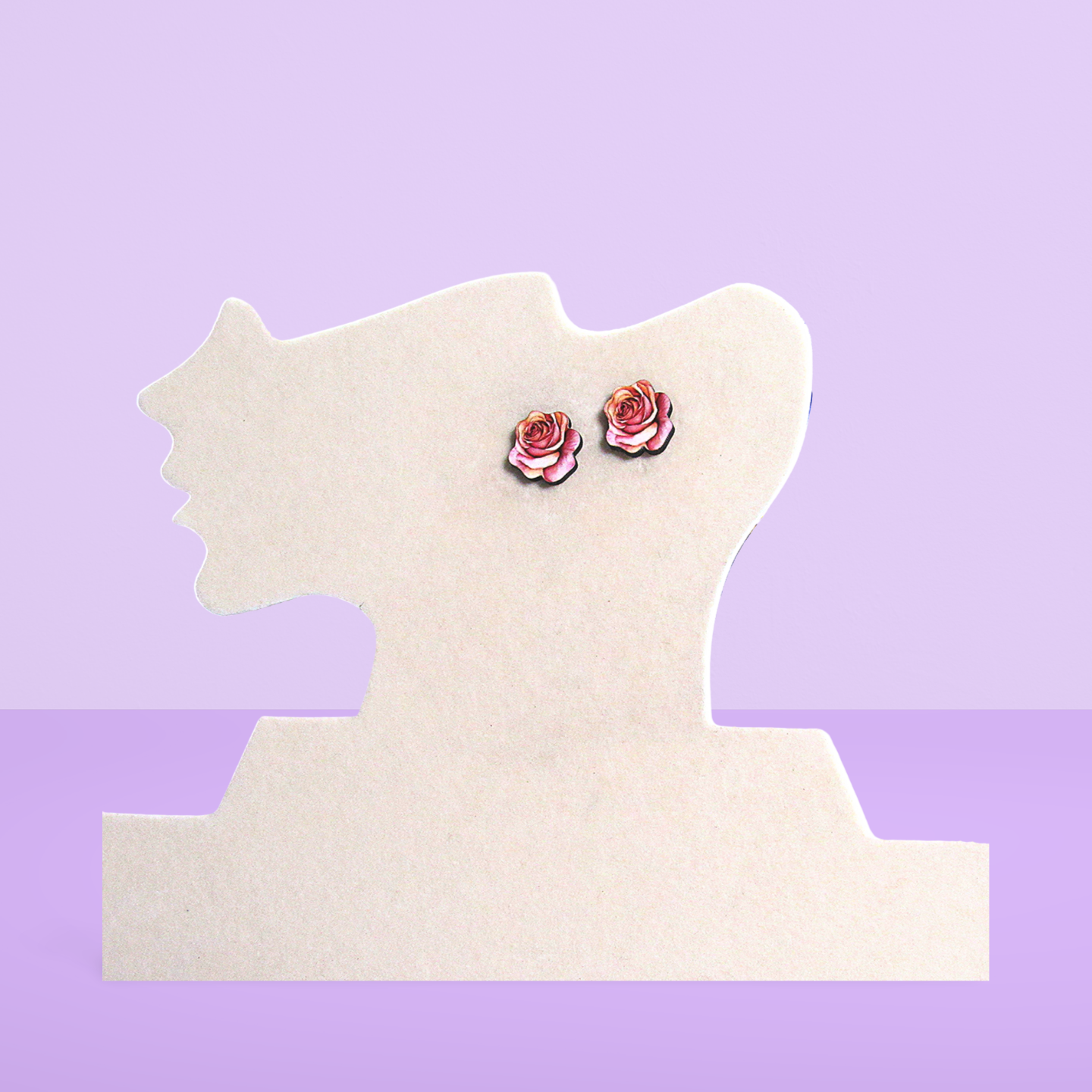 Rose Shaped Sublimated Stud Earrings