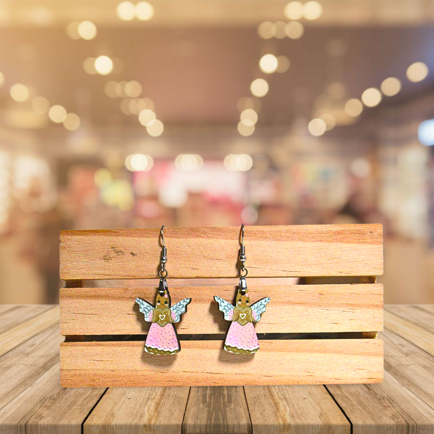 Angel Shaped Sublimated Earrings 1 inch MDF