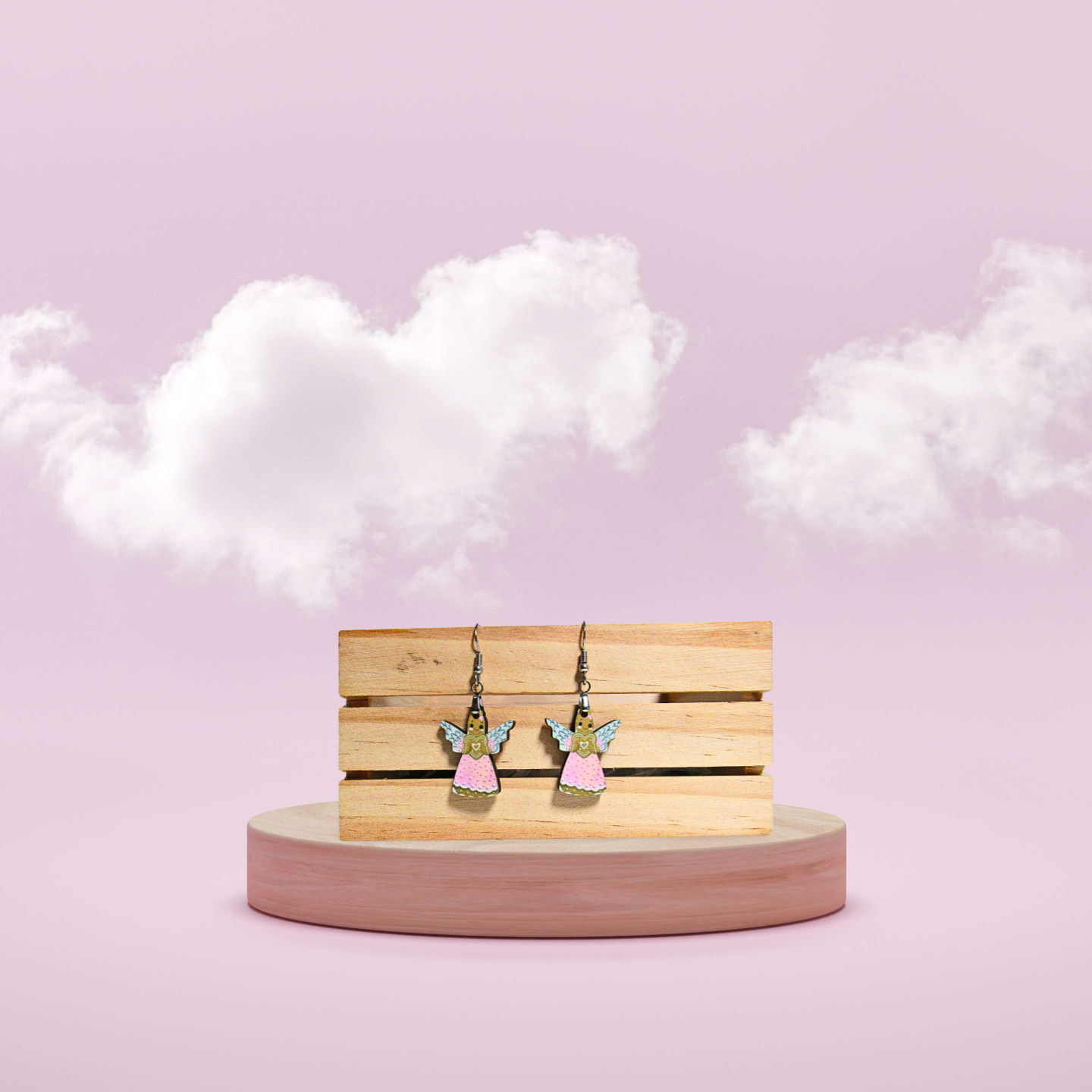 Angel Shaped Sublimated Earrings 1 inch MDF