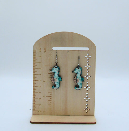 MDF-Seahorse Shaped Sublimated Earrings 1.5 inch