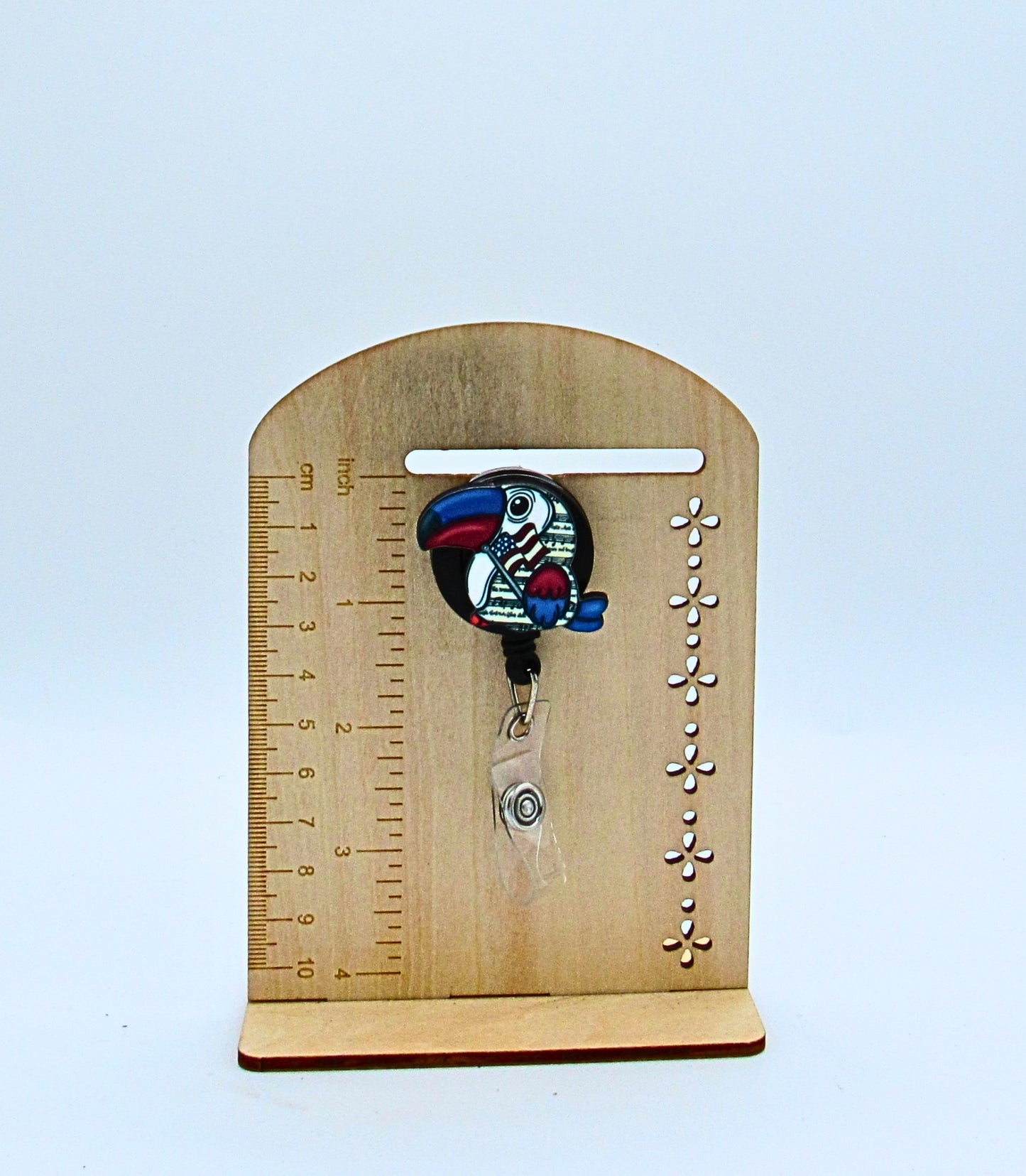 MDF- Toucan Shaped Sublimated Badge Reel Summer Theme
