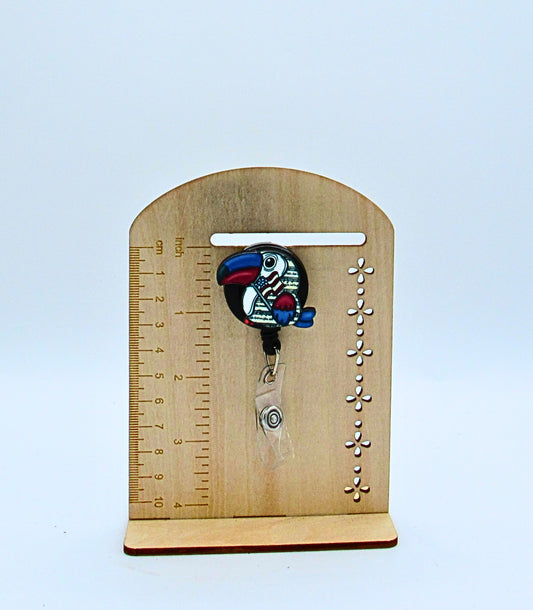 MDF- Toucan Shaped Sublimated Badge Reel Summer Theme