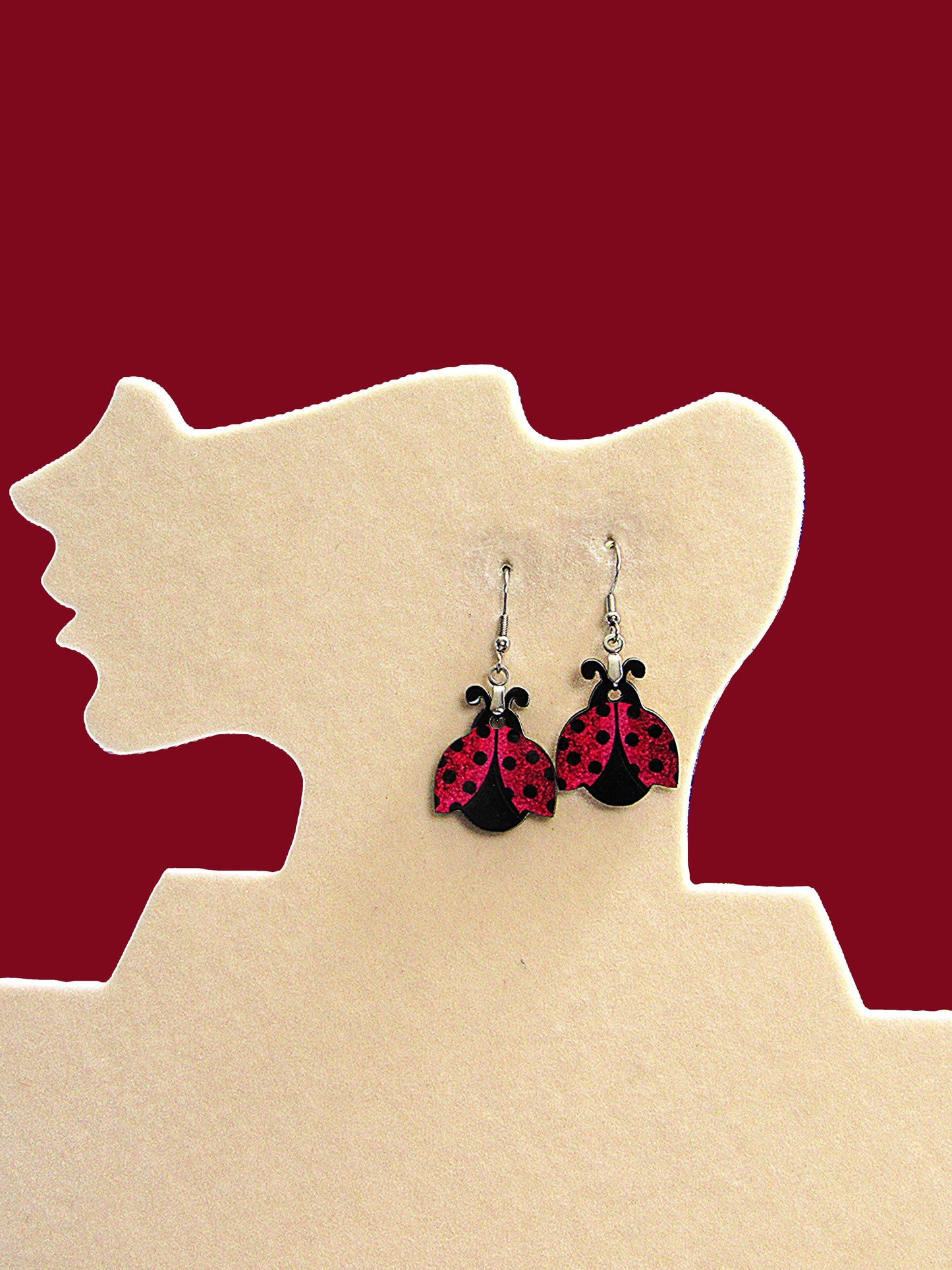 Ladybug Shaped Sublimated Earrings 1 inch