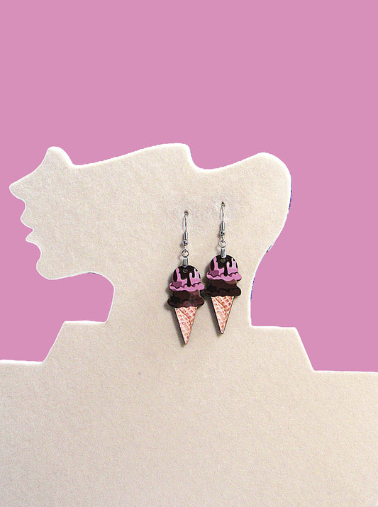 Ice Cream Shaped Sublimated Earrings