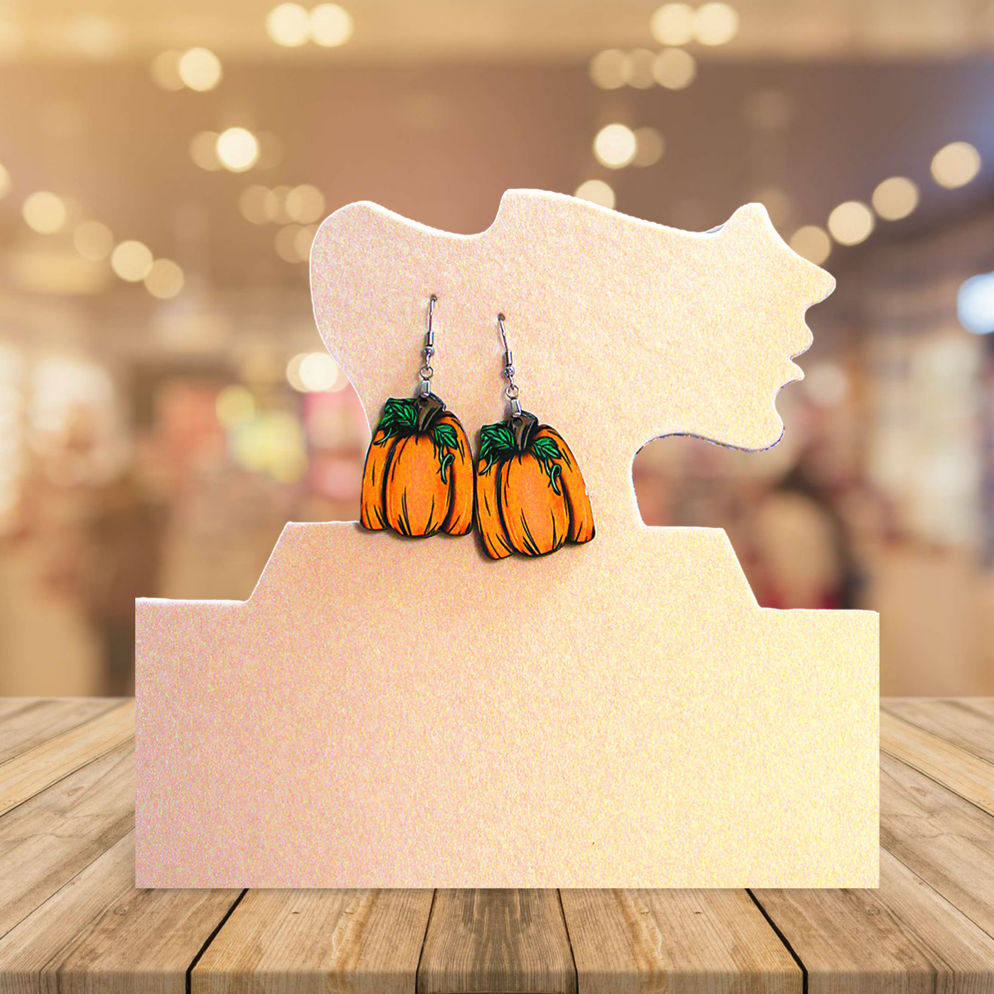 Tall Pumpkin Shaped Sublimated Earrings 1.5 inch