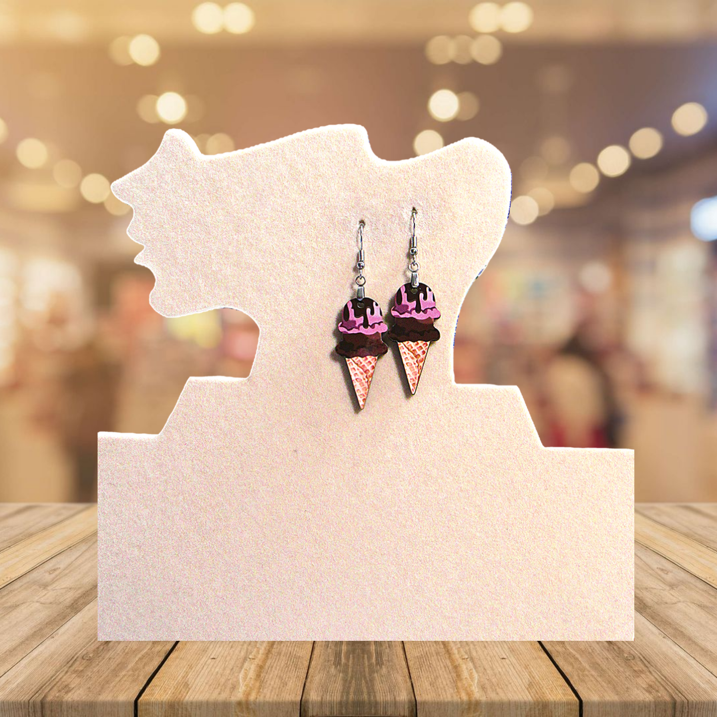 Ice Cream Shaped Sublimated Earrings