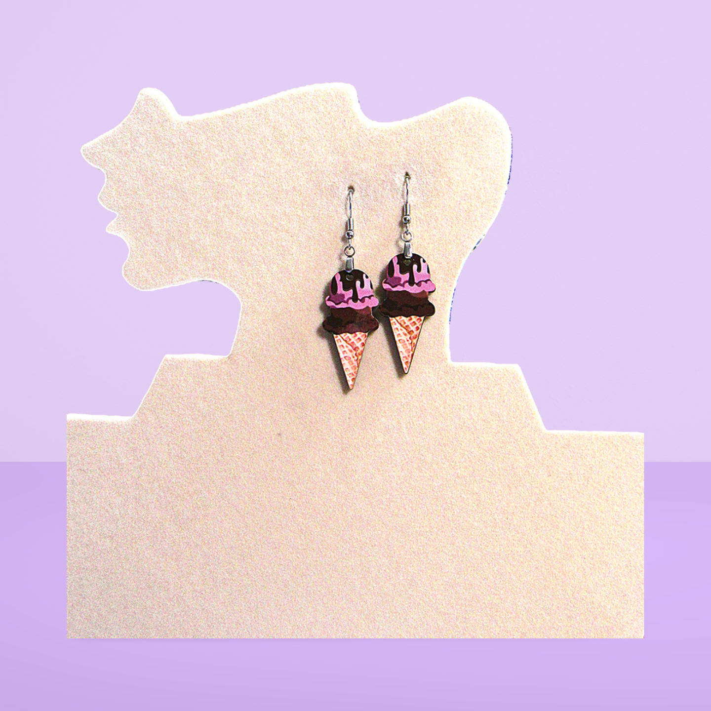 Ice Cream Shaped Sublimated Earrings