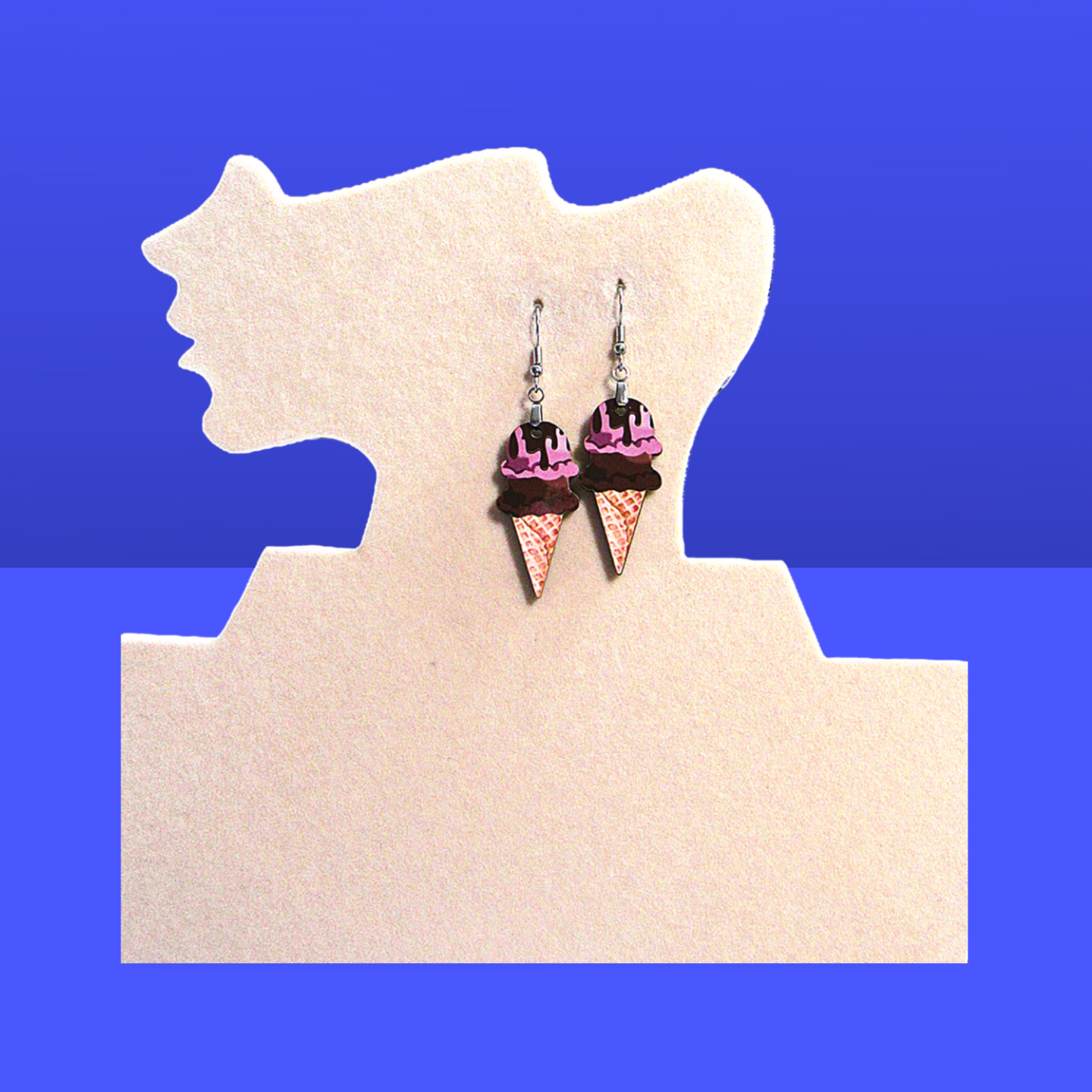 Ice Cream Shaped Sublimated Earrings