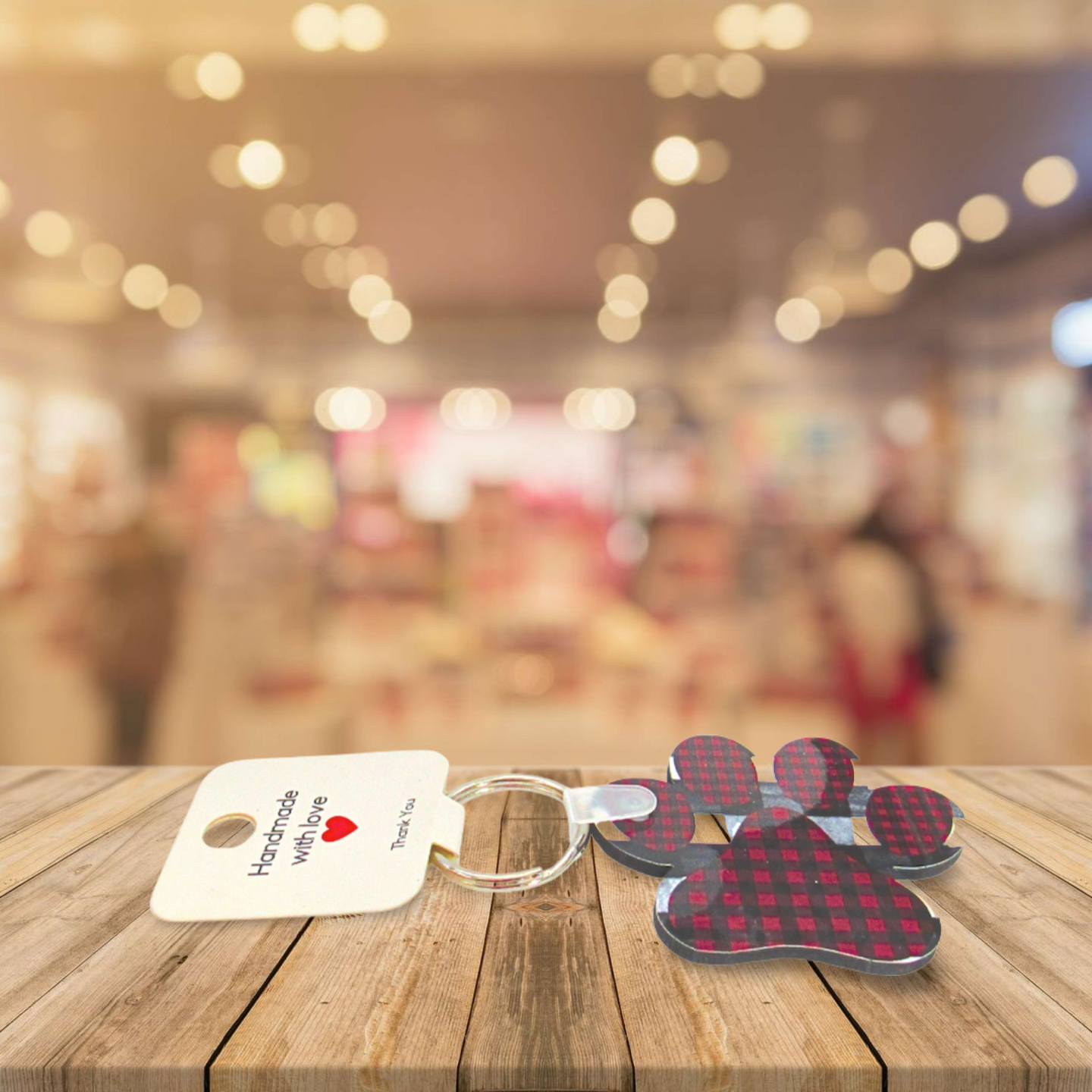 Paw Print Shaped Sublimated Keychain MDF