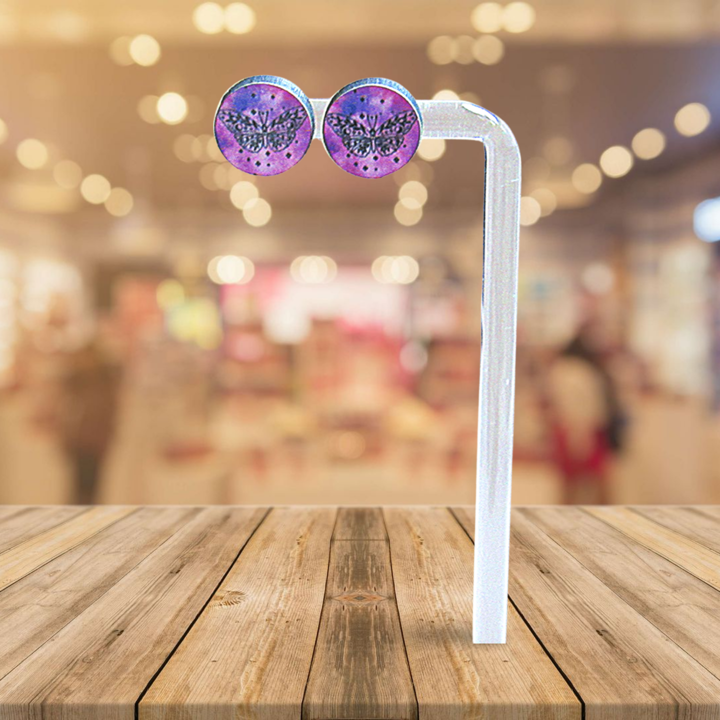 Round Shaped Sublimated Stud Earrings MDF