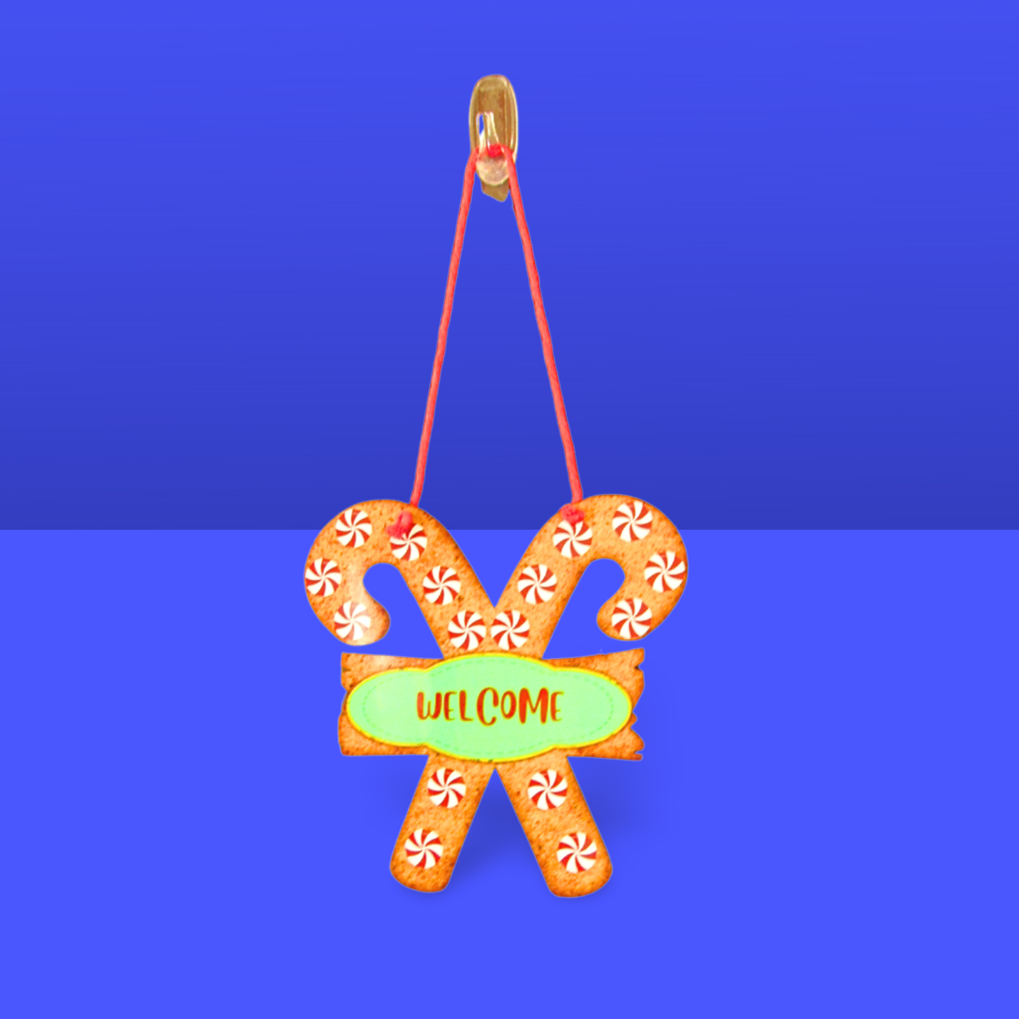 Candy Cane with Sign Shaped Sublimated Door Hanger