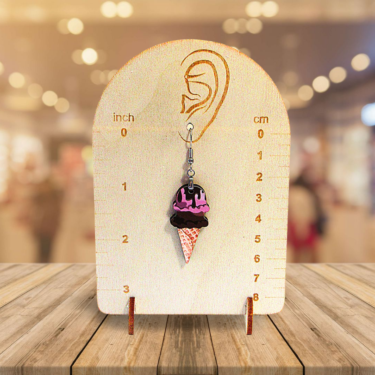 Ice Cream Shaped Sublimated Earrings