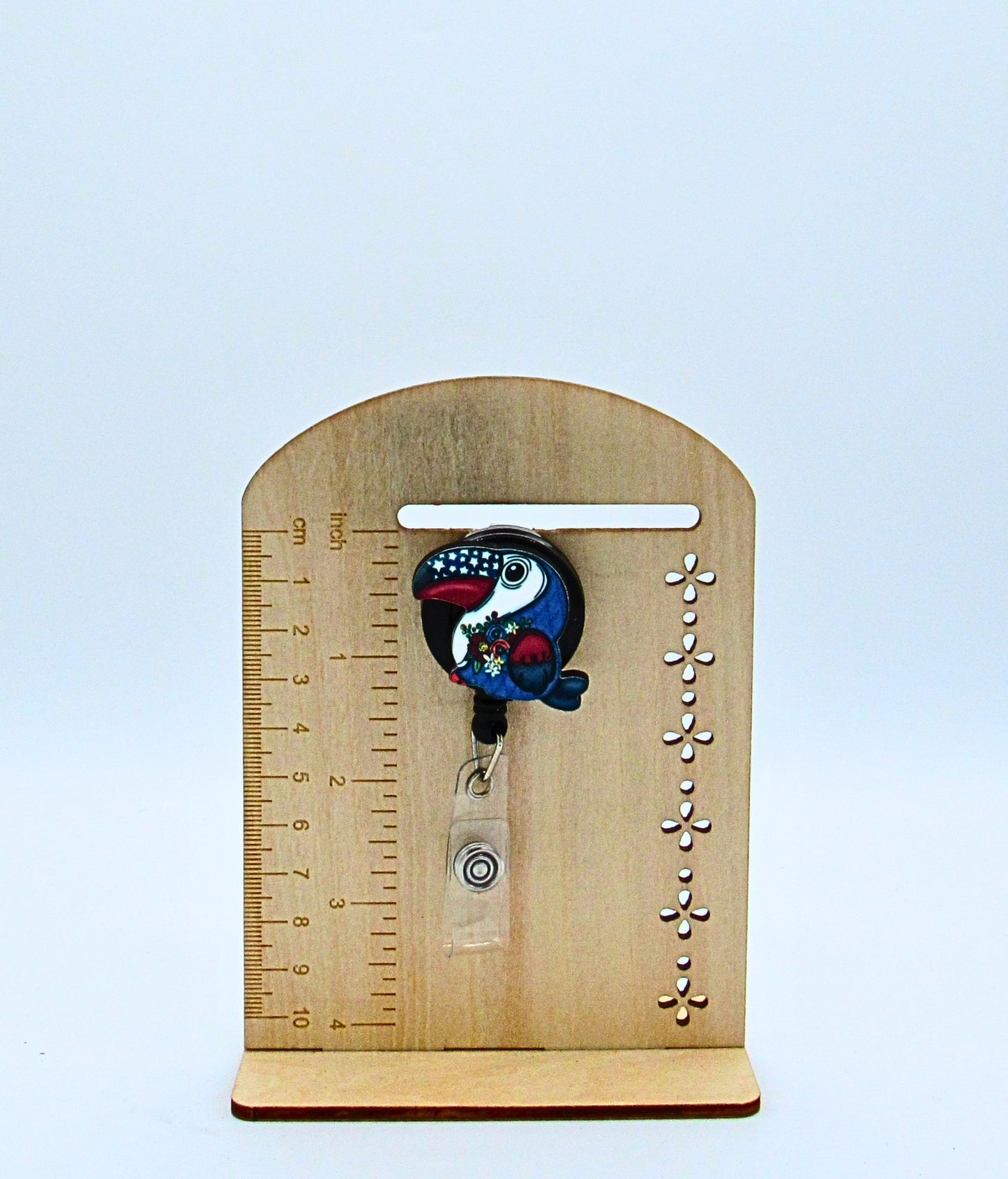 MDF- Toucan Shaped Sublimated Badge Reel Summer Theme