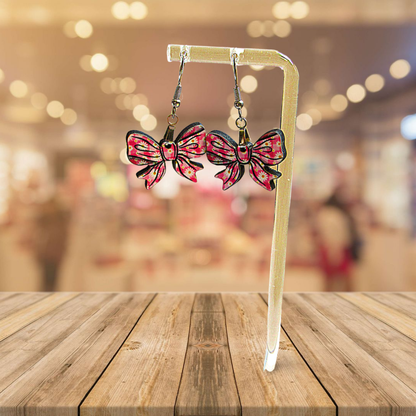 Bow Shaped Sublimated Earrings 1 inch