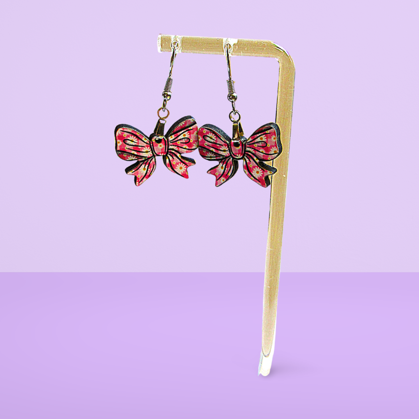 Bow Shaped Sublimated Earrings 1 inch
