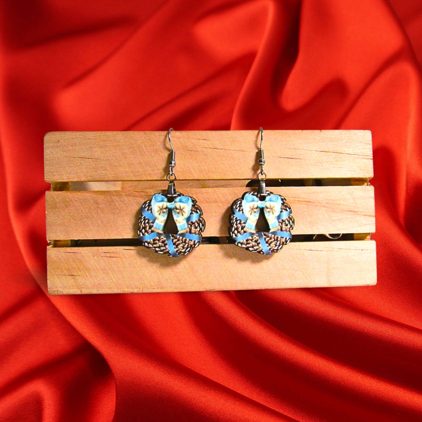 Bow Wreath Shaped Sublimated Earrings