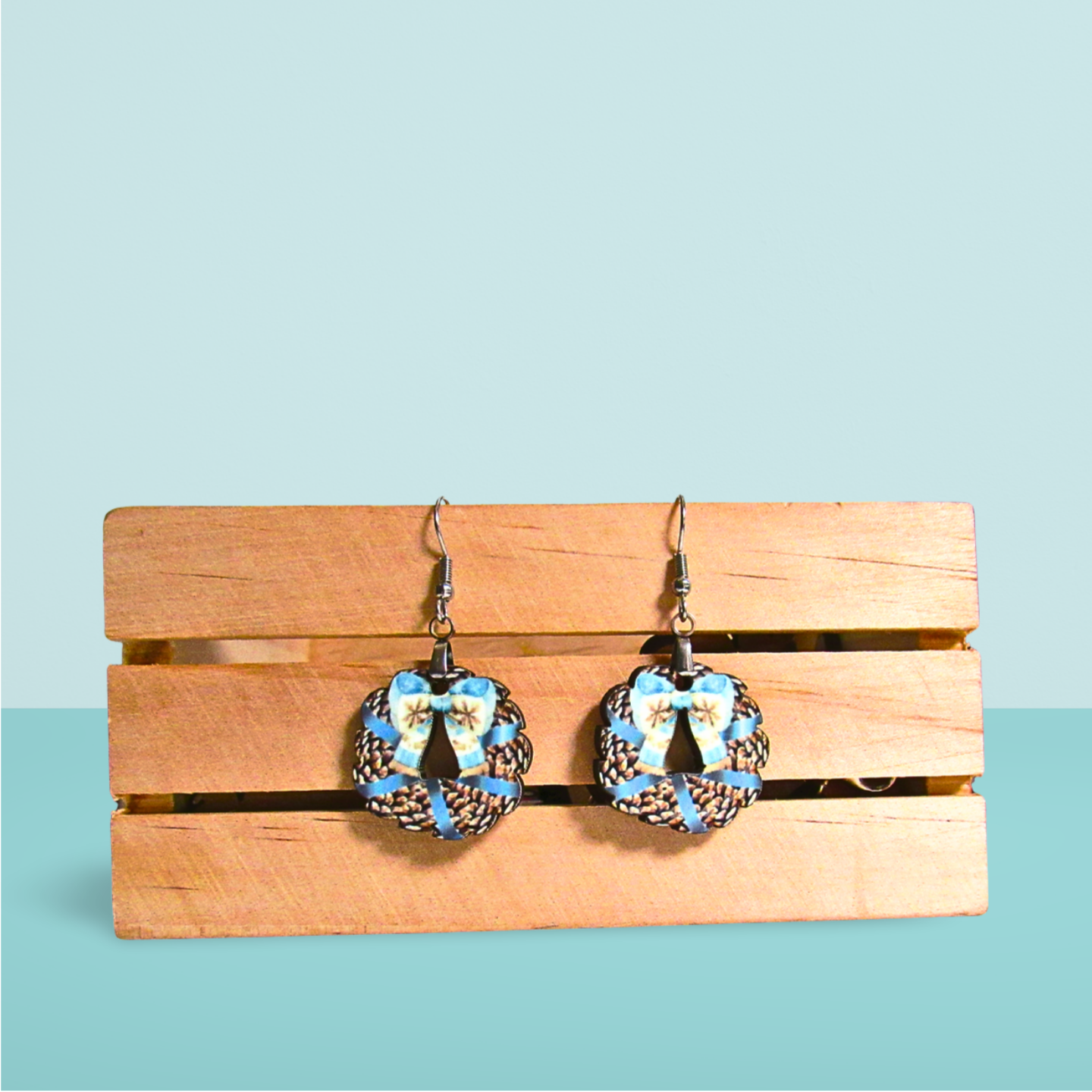 Bow Wreath Shaped Sublimated Earrings