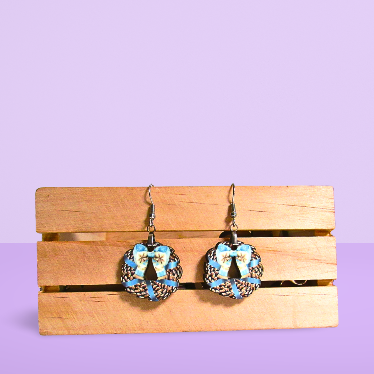 Bow Wreath Shaped Sublimated Earrings