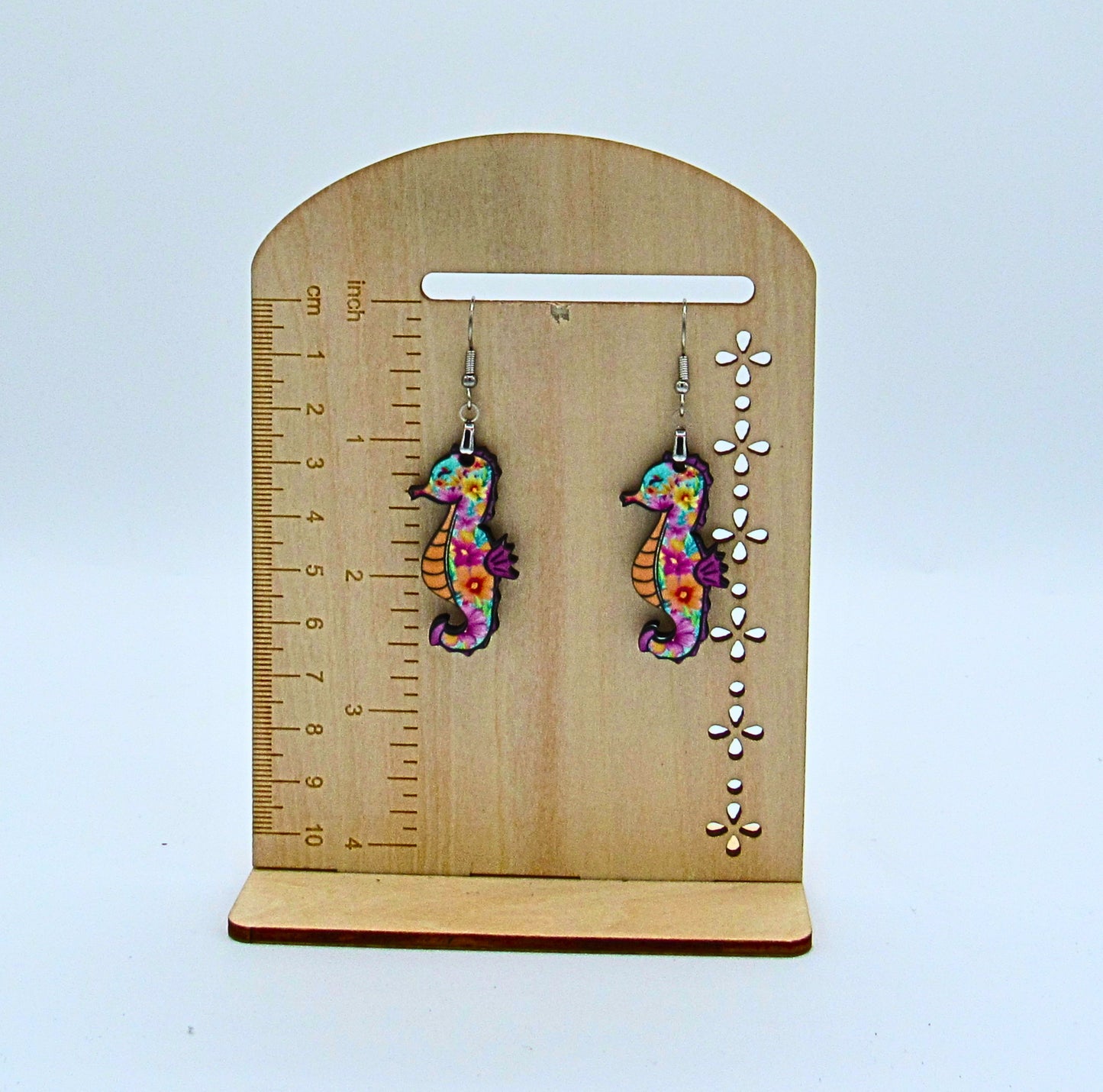 MDF-Seahorse Shaped Sublimated Earrings 1.5 inch
