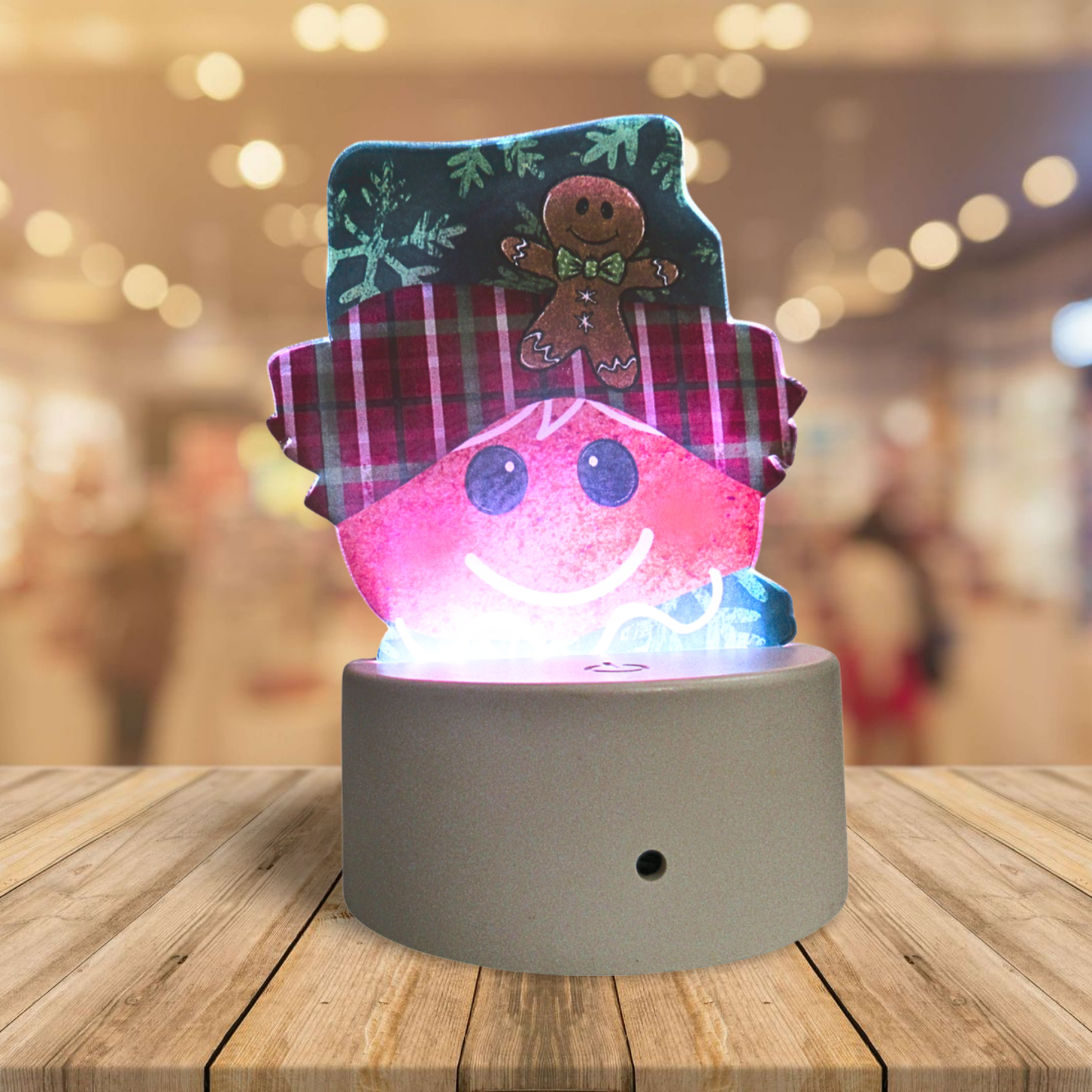 Gingerbread Man Head shaped Sublimated Acrylic Light