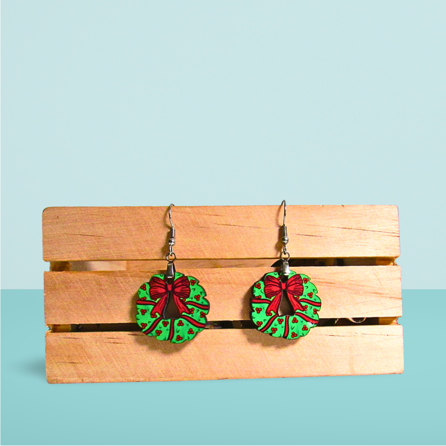 Bow Wreath Shaped Sublimated Earrings