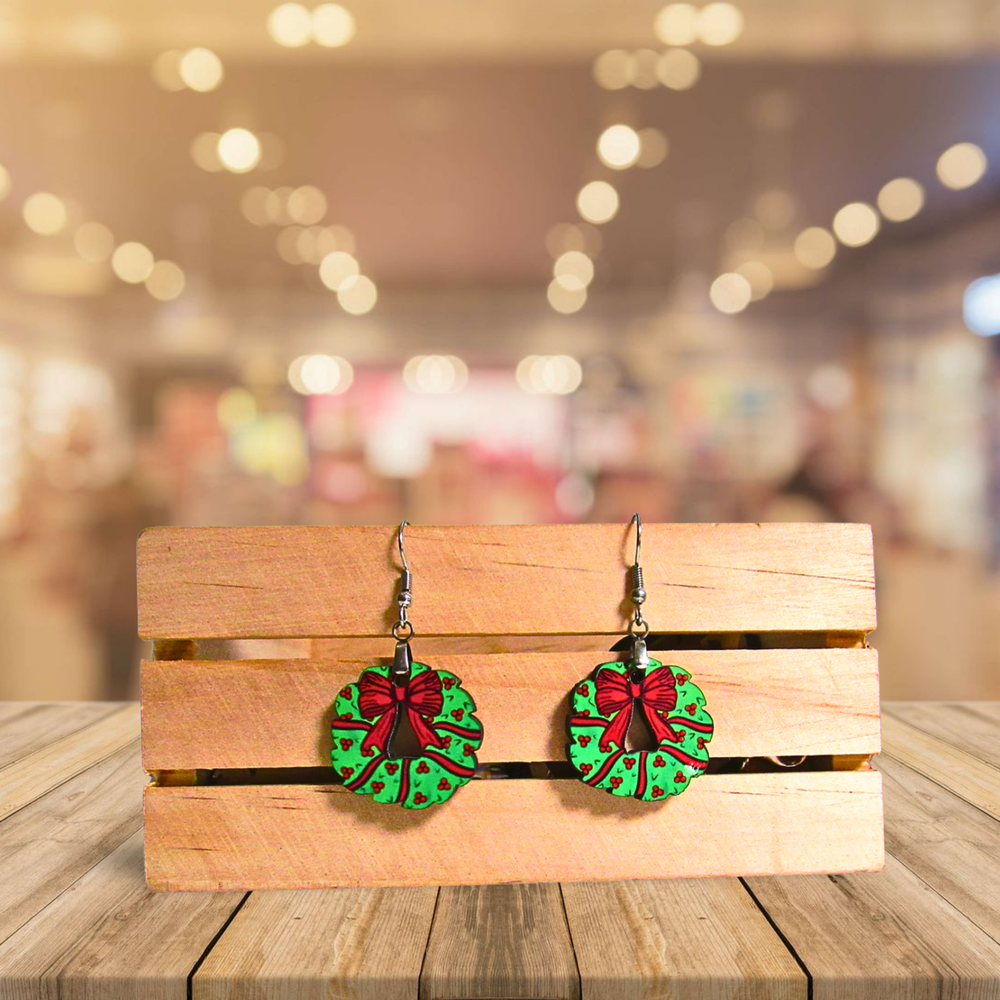 Bow Wreath Shaped Sublimated Earrings