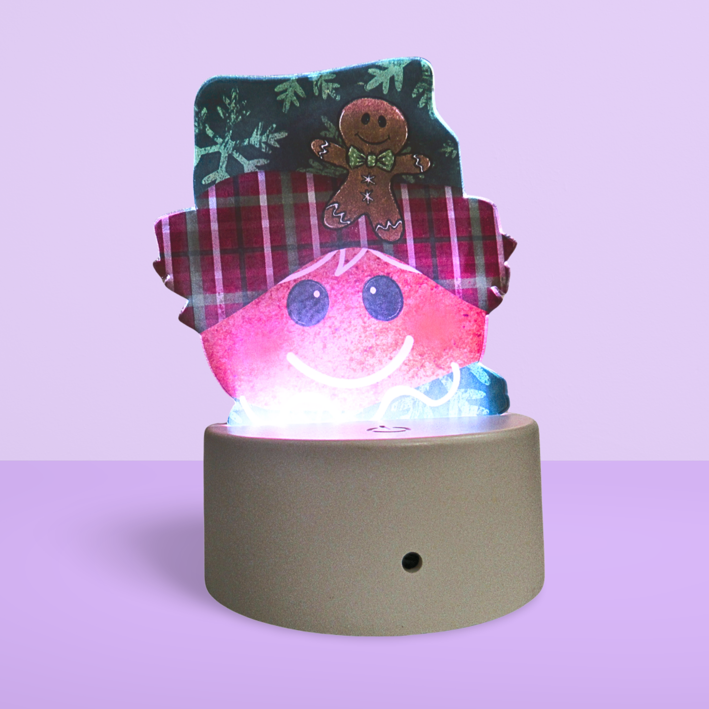 Gingerbread Man Head shaped Sublimated Acrylic Light