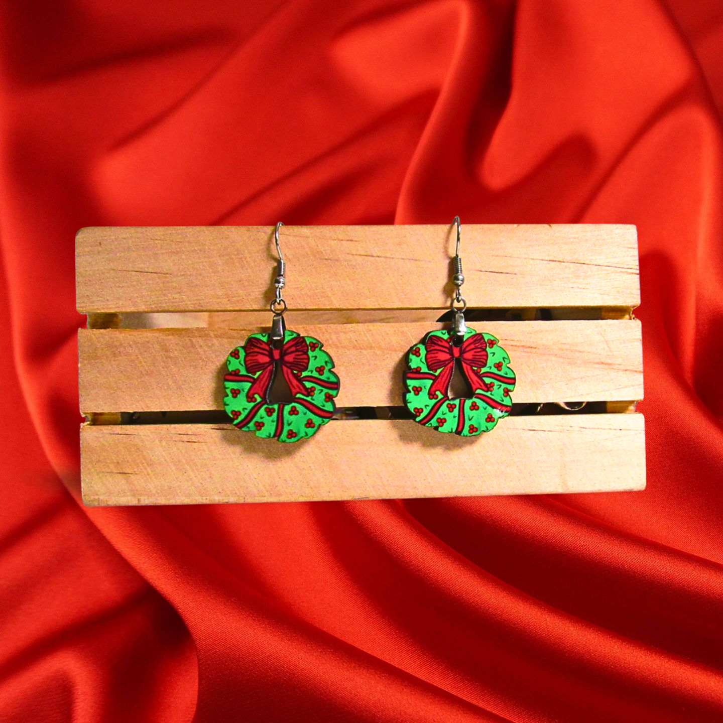 Bow Wreath Shaped Sublimated Earrings