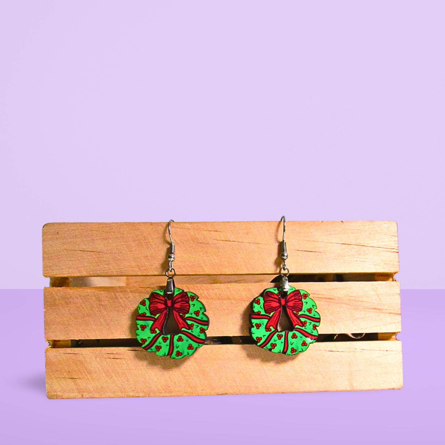 Bow Wreath Shaped Sublimated Earrings